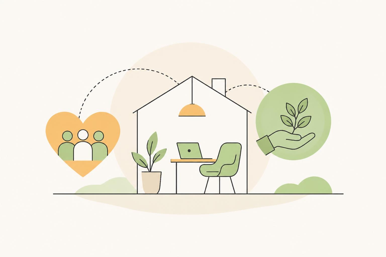 Illustration zum Beitrag: Mobiles Arbeiten und soziale Gesundheit – social health@work