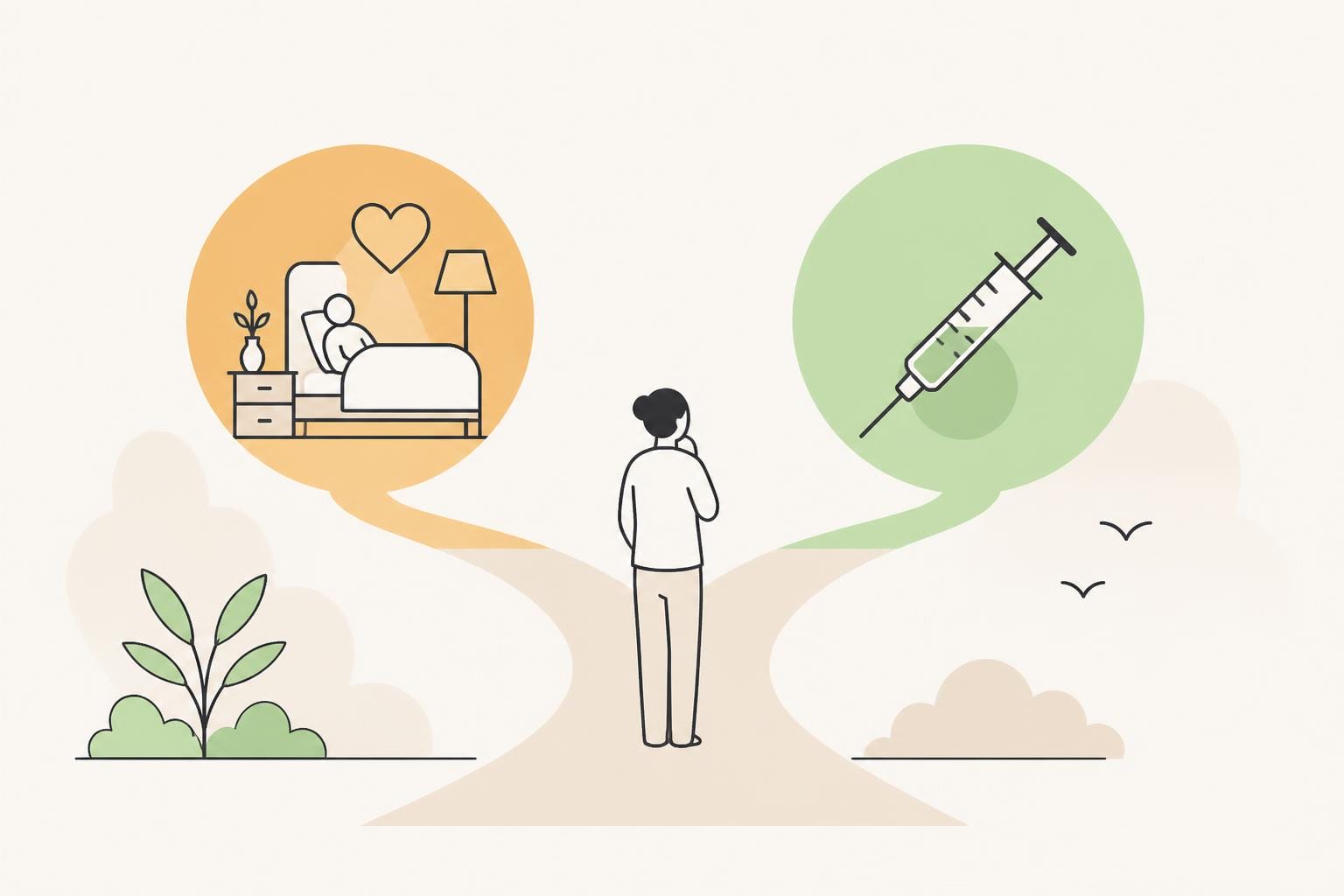 Illustration zum Beitrag: Palliativversorgung vs. Sterbehilfe: Herausforderungen in der End-of-Life-Care