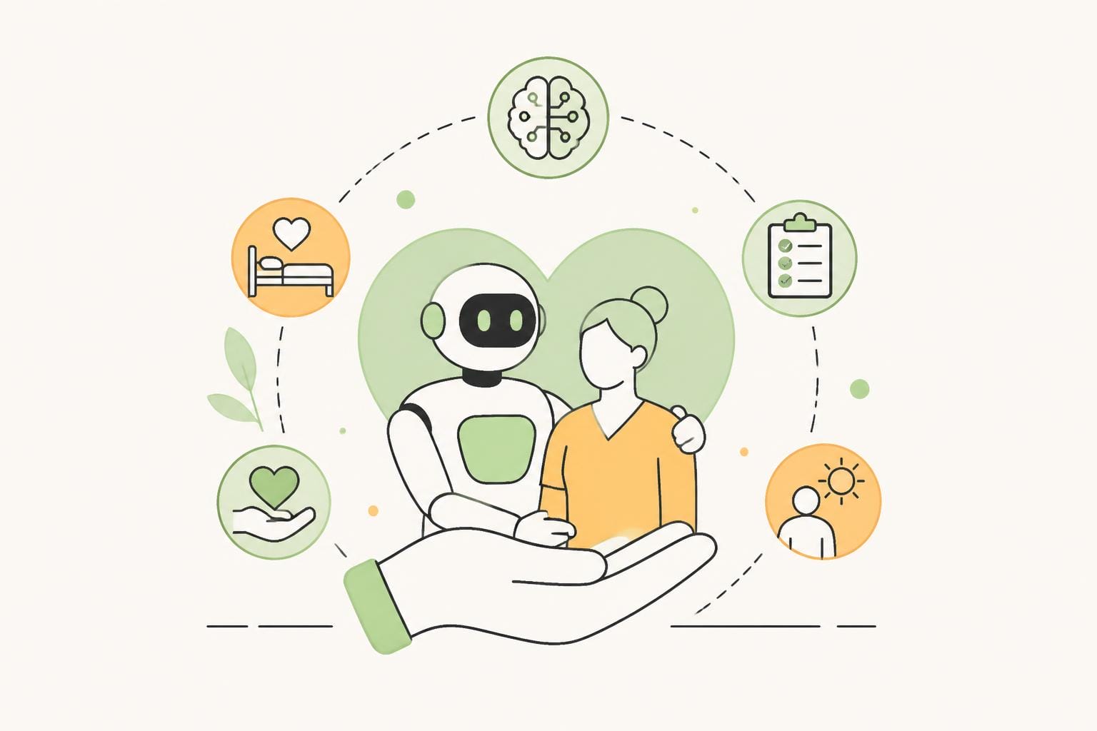 Illustration zum Beitrag: Revolutionäre Unterstützung: Wie Künstliche Intelligenz die Pflegebranche transformieren kann
